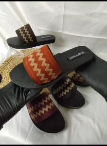 SJ Sandal Wanita Dewasa Motif Selop Flat Zigzag Halilintar TInggi 3 cm Datar Murah Berkualitas Kekinian