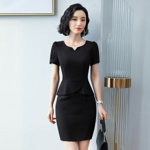 Professional Womens Dress 2025 New Gold Store Elegant Beauty Therapist Jewelry Store Work Uniform Hotel Front Desk Uniform Summer