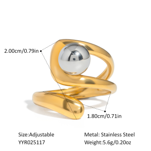 XIANING Fashion Adjustable Stainless Steel Metal Geometric Ring 18K PVD Plated Individualistic Jewelry Accessories Gift