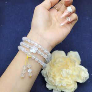 Q989 Chuỗi 3v Moonstone 6li mix cỏ 4 lá Moonstone và bi Bạc 925 Kim và Thuỷ - Phong Thuỷ TUDO