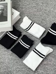 Kaos Kaki Polos & Bergaris Women Thigh High Plaid & Striped Sock Kaus Kaki Setinggi Lutut