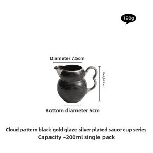 YOGEHOME | Silver Plated Ceramic Yogurt Cup Milk Pitcher Retro Aesthetic Soup Cup