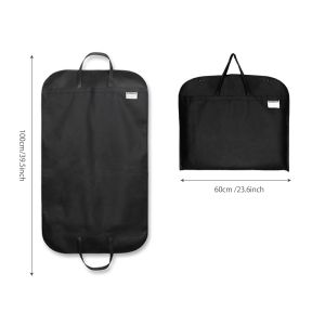 Foldable Black Suit Garment Cover with Handles Dust-Proof Protector Ideal for Business Trip & Travel Clothes Storage