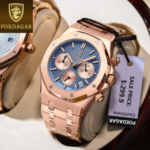 Top POEDAGAR multifunctional chronograph watch for men waterproof sale original luxury polygonal stainless steel import movement calendar luminous watch