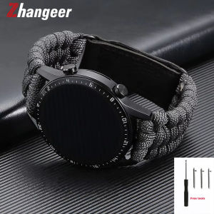Zhangeer Dây đeo đồng hồ khóa cài thông dụng đầu phẳng bằng nylon bện 20 22mm dây khóa dán nhiều màu cho đồng hồ Galaxy 3/4/5 41/45mm 40/44 42/46mm bánh răng S3