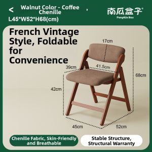 NANGUAHEZI | Foldable Space-Saving Small Household Soft Back Upholstered Solid Wood Dining Chair
