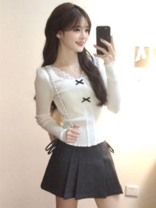 CHANGTONG | French Style Bowtie Slim Fit T-shirt