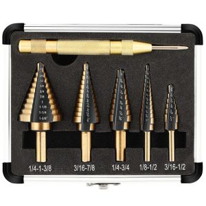 HSS 4241 Cobalt Step Drill Bit Set with Center Punch6pcs Cone Drill Bits for Metal Iron Aluminum Copper&WoodOpener Hole Tools
