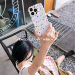 Artsy Niche Style Unique Design Colored Loving Heart for Apple 16promax Phone Case Iphone16 New Arrival 16pro Stylish 15promax Womens 15pro Fresh 15 All-Inclusive 14 Drop-Resistant