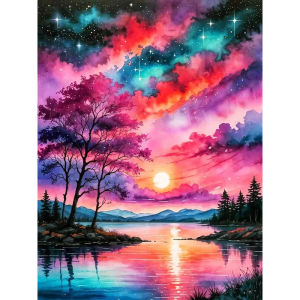 Jigsaw Puzzle 500/1000/1200/2000PCS Sunset Lake Mountain Scene Brain Teaser Calming Activity Decor Gift