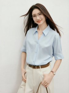HOPESHOW | Youthful Luxury French Style V-Neck Shirt Medium Sleeve