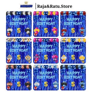 Paket Dekorasi Pesta Balon Happy Birthday Biru Set Dekor Ulang Tahun Tirai Biru Tua Simple