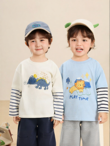 CUTEPANDAS | Áo Thun Dài Tay Cho Bé Trai Hình Cartoon Phong Cách Dễ Thương Giả Lớp