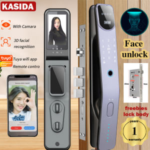KASIDA automatic door lock wifi tuya smart door lock face recognition smart lock with camera fingerprint ic card password key smart door knob electronic door lock smart lock main door fingerprint door knob for home hotel