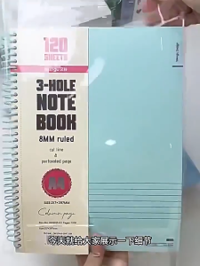 A4 Spiral Notebook with 3 separater 120Sheets Tearable Notebook Binder Soft Coil School Office