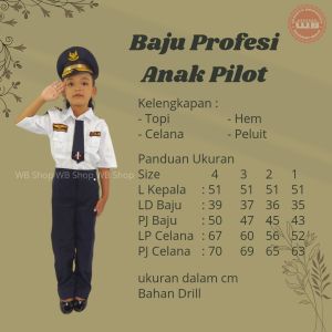 Baju Profesi Anak Pilot Cocok Untuk Karnaval