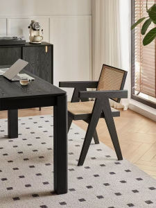 MU FENG ZHI NAN | Comfortable Solid Wood and Rattan Armchair
