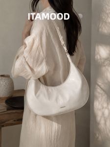 ITAMOOD | Luxury White Crescent Shoulder Bag Leather