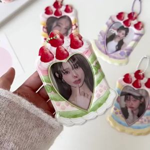 Kawaii Strawberry 3 Inch Kpop Photocard Holder Thiết Kế Trái Cây Mùa Hè Idol Photo Card Túi Mặt Dây Chuyền Phong Cách Hàn Quốc Dọc Đựng Thẻ