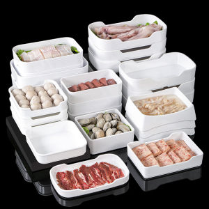 Xiangyuanmei Melamine Tableware Hot Pot Special Rectangular Plate Dishes Commercial Dish Drop-Resistant Overlay Barbecue Plate