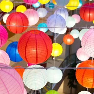 1PC 12 Inch Round Chinese Cloth Lantern for Xmas Wedding Brithday Decor Hang Waterproof Festival Lanterns Party Decoration Ball