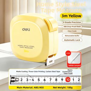 deli | Self-locking Anti-slip Wear-resistant Zero Correction Steel Ruler 5m