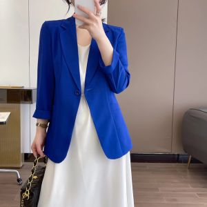 เสื้อสูทผ้าชีฟองเสื้อคลุมผู้หญิงเสื้อกันแดดแบบบางแบบใหม่ฤดูร้อนปี2024เสื้อใส่ในห้องแอร์ออกแบบพิเศษสไตล์เกาหลีใส่แล้วดูผอมเพรียวสำหรับคนตัวเล็ก