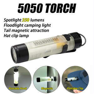 Pocket Mini Flashlight Strong Light Long Endurance Key ClipPortable Cap Clip Magnetic Hook Rechargeable Led Light Outdoor Key Clip Cap Ambient Led Long Endurance Disaster Emergency 5050 Small Light