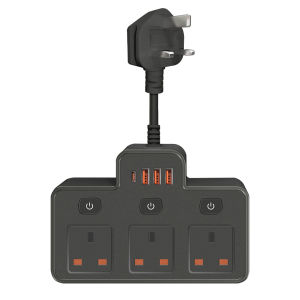 UK AC Plug Power Strip Wall Mounted Independent Switch Multitap Network Filter With USB C Charging Network Filter Adapt