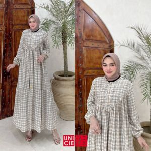 MIDI DRESS GAMIS MODE KANZA TERBARU BY UNICIE 100%ASLI REAL ADA MODE YARA GAZIA