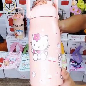 Bình Nước Giữ Nhiệt 1200ml Họa Tiết Hoạt Hình INOX 316 Tặng Kèm Túi Và Cọ Rửa