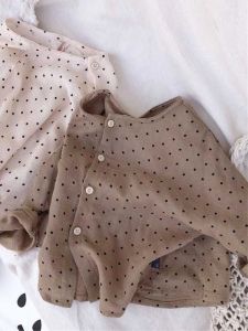 Spring Summer 2024 Childrens Polka Dot Long Sleeve Shirt Baby Girl Fashionable Mosquito Proof Sunscreen Trendy Outfit
