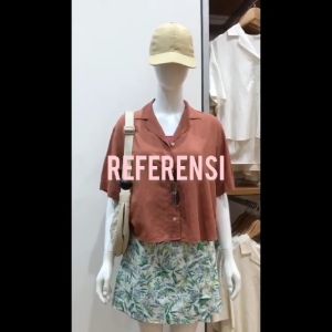 SJM (M-4XL) KEMEJA UNI9LO BAHAN LINEN BLEND COLLAR SHORT SLEEVE SHIRT 8110