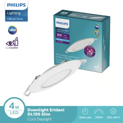 Lampu Philips LED Downlight Eridani DL190B Slim D80 4W 65K Putih