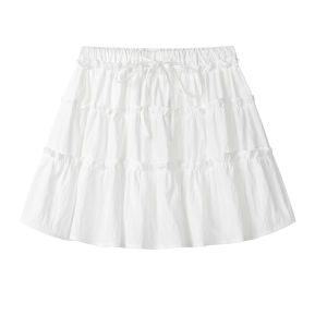 Váy Chữ a Cạp Cao Xếp Nếp Ngọt Ngào Cho Nữ Mùa Hè 2024 Váy Ngắn Màu Trơn Đen Trắng Phong Cách Hàn Quốc Váy Xếp Nếp