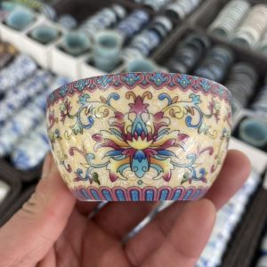 Enamel Color Ceramic Tea Cup Gongfu Tea Set Personal Cup Tasting Cup Lotus Guest Cup Chinese Style Porcelain Tea Cup