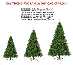 Cây thông Xanh PVC Trang Trí Noel Giáng Sinh - Lá Siêu Dày 1.8m QT15