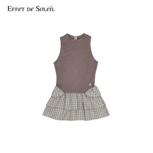 Gingham Panel Sleeveless Dress