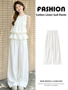 LANMENGYA | White Linen Blend Summer Lightweight New Designer Droopy Casual Pants