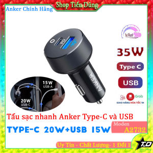 Tẩu sạc trên xe hơi ô tô nhanh Anker A2732 Công suất 35w có 2 cổng USB và Type-C