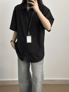 Cleanfit Casual Ice Silk Short Sleeve Shirt Mens Summer High-End Feel Stand Collar Sun Protection Outerwear Loose Fit Breathable