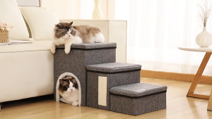 LDECO 3-in-1 Pet Stairs & Toy Storage & Cat Nest - Non-Slip Pet Climber for Cats & Dogs & Store Toys Neatly for Sofa Bed
