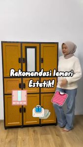 Tabitha Lemari Loker Plastik Serbaguna Lemari Pakaian Cermin Kunci Estetik - Tabitha Clicks T3 New
