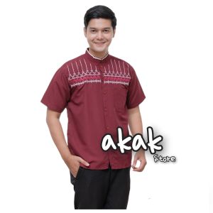 Baju Koko Pria Dewasa Lengan Pendek Bordir Terlaris Terkini Kekinian