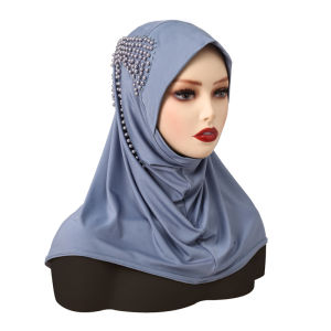 Jifang Butterfly Pearls Design Rhinestones Instant Hijab Muslim Hijabs Inners SL197