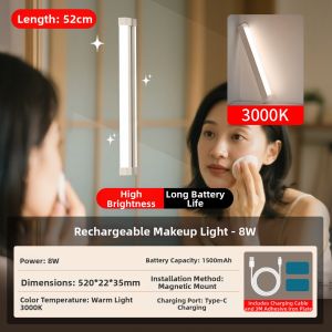 SAINAHEPAN | Magnetic Mount No-drilling Installation Charging LED Makeup Lighting