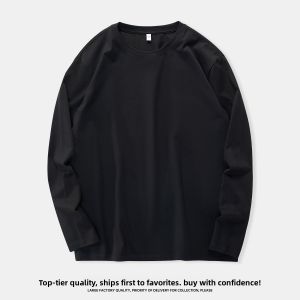 HKRUT | Heavy Cotton White Long Sleeve T-Shirt Spring Loose Undershirt