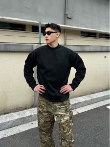 Áo Hoodie Đen Kiểu Mỹ Cổ Tròn Dày Cho Nam