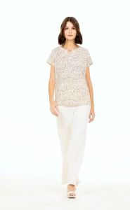 Krizia Printed Chain Detail Blouse Top Formal Casual Work Office Business