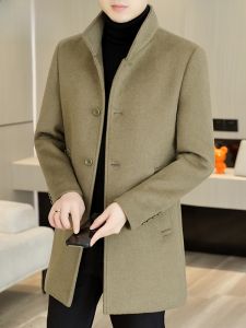 HENGYUANXIANG | Hengyuanxiang Mens Woolen Coat Casual Mid-Length Lapel Knitted Outerwear Fashionable Autumn Winter New Style Warmth Protection